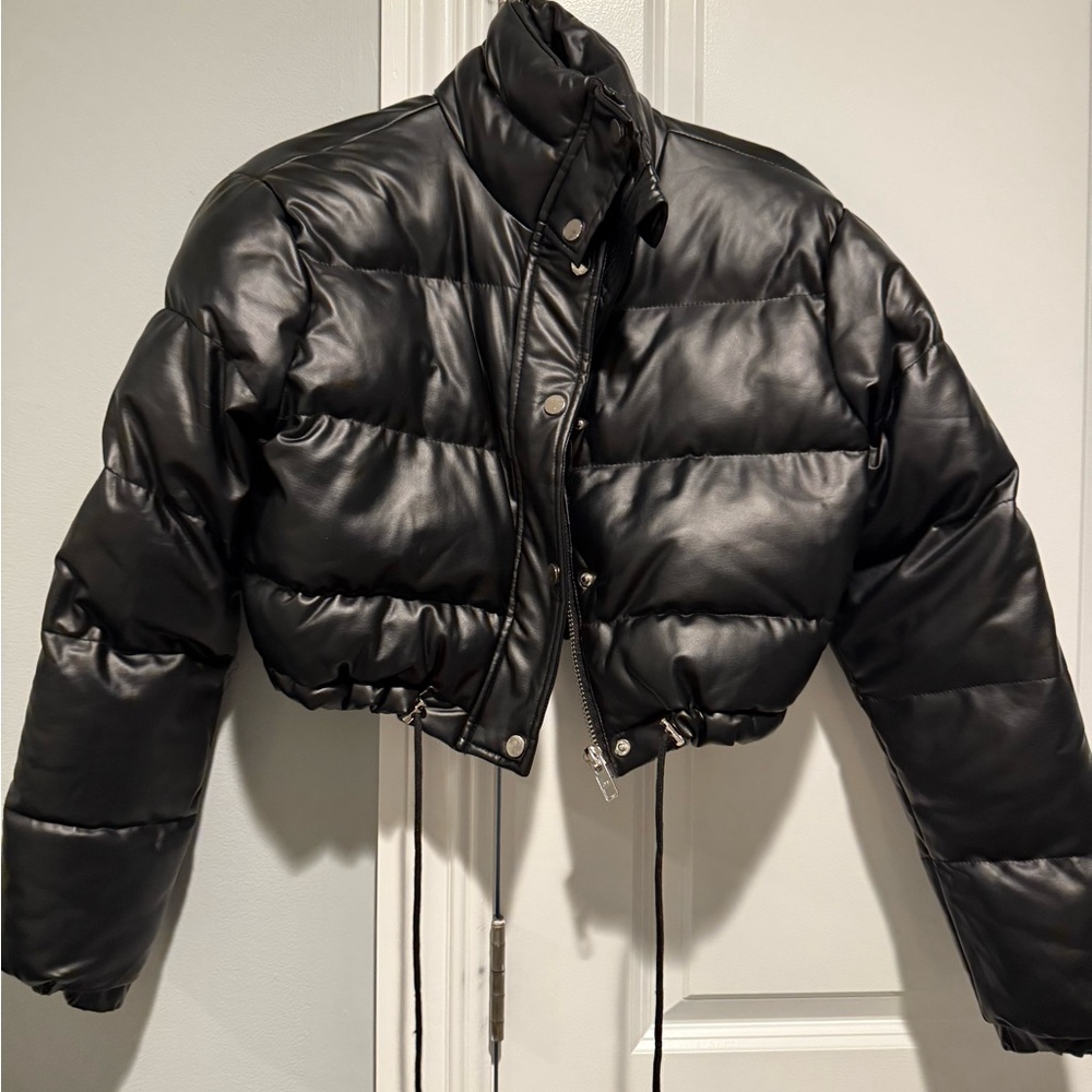 Adika Black Cropped Puffer Jacket